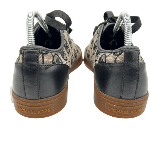 Michael Kors Womens 7M MK Logo City Sneakers Blk Silver Canvas Shoe Jacquard New - Picture 5 of 15